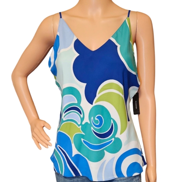 NWT Wm Natori Spaghetti Strap Tank Top SzM Whimsi Colorful Spring Vacation Silky - Picture 2 of 10